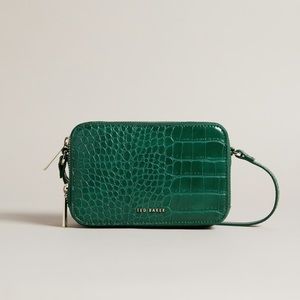Ted Baker Croc Embossed Vegan Leather Mini Camera Bag